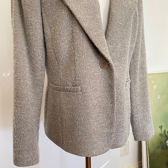 Lafayette 148 Wool Blend Textured Boucle Blazer Sz 8 Neutral Minimalist Jacket - Picture 4 of 13